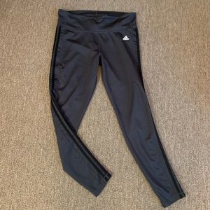 ADIDAS Grey Leggings with Black Stripes Size XL